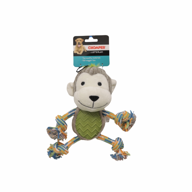 Chomper | Monkey Plush Belly And Rope Dog Toy