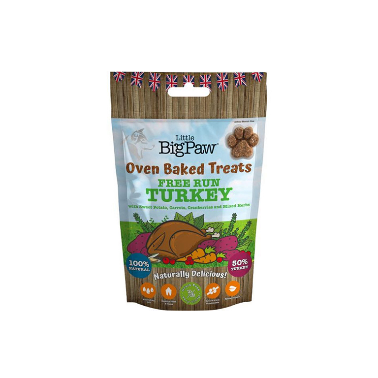 Little Big Paw |free Run Turkey Oven Baked Dog Treats 130g